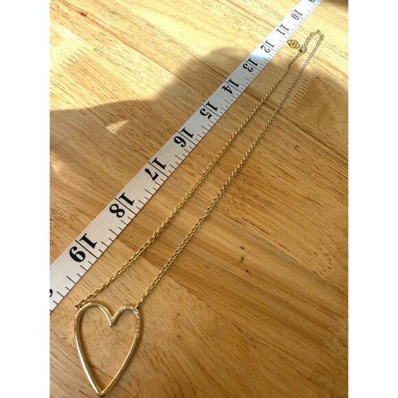 Kendra Scott Ansley Open Heart Gold Pendant Necklace With Crystals On Dainty Cha - Picture 13 of 15